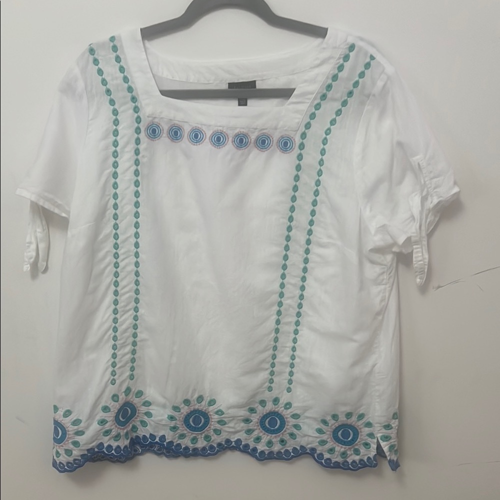 NWOT TALBOTS PETITE LINEN BLEND EMBROIDERY TOP SIZE XLP‎